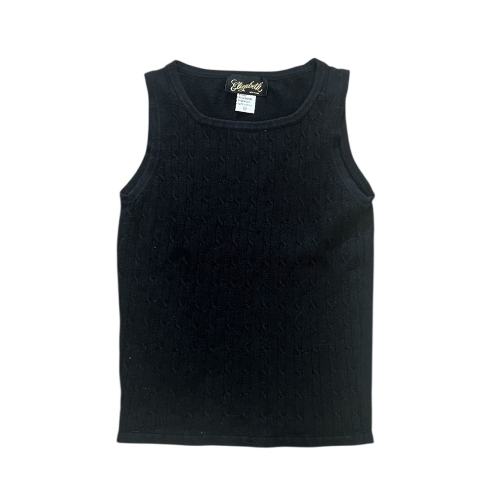 Black Ribbed Silk Tank Top